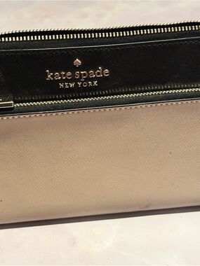 Kate Spade Two-Tone Black and Blush Zip Wallet/Clutch